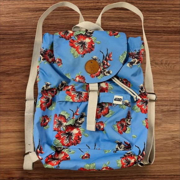 Vans Star Wars Yoda Floral Backpack Light Blue Drawstring Bag - Picture 1 of 7